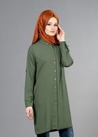 Vêtements hijab KAKI T 3958 Lafaba Klasik Uzun Tunik