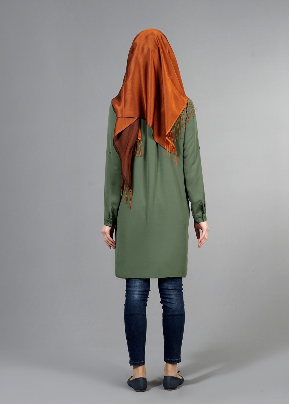 Vêtements hijab KAKI T 3958 Lafaba Klasik Uzun Tunik