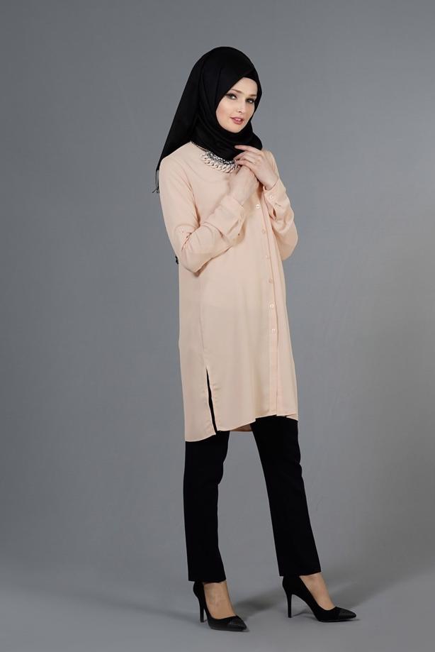 Vêtements hijab  T 3958 Lafaba Klasik Uzun Tunik - TRENDTESETTÜR