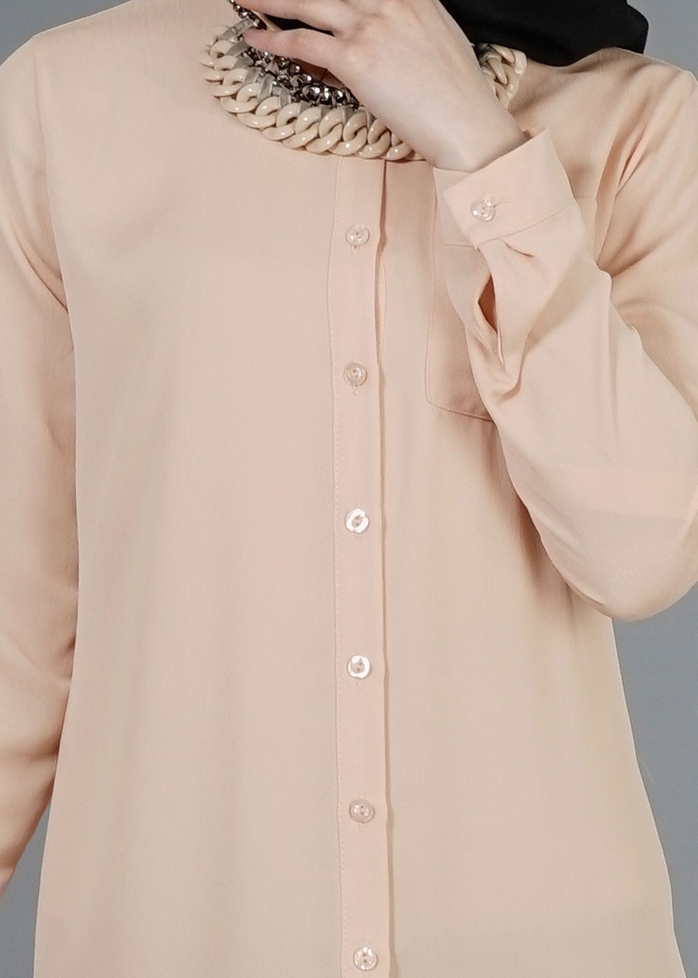 Vêtements hijab POUDRE T 3958 Lafaba Klasik Uzun Tunik