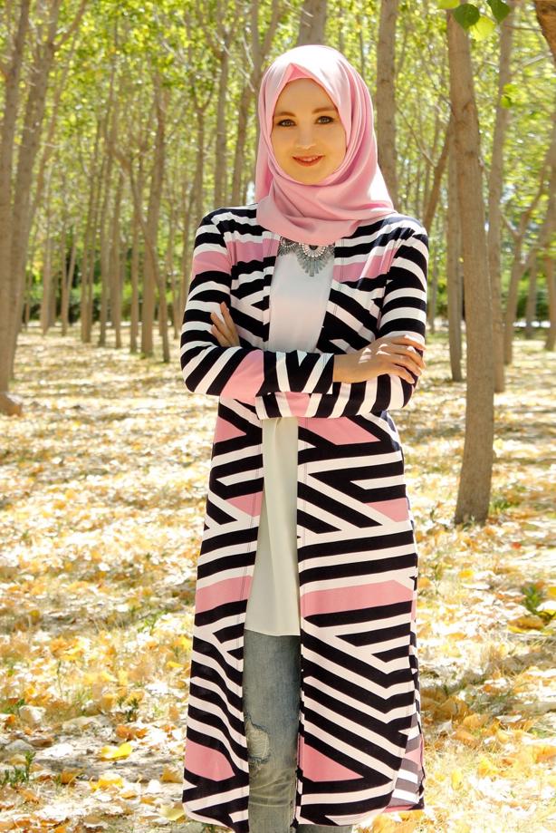 Hijab-Kleidung  T 4095 Lafaba Empirme Uzun Ceket - TRENDTESETTÜR