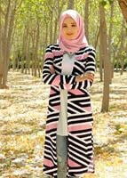 Tesettür giyim PUDRA T 4095 Lafaba Empirme Uzun Ceket