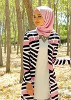 Tesettür giyim PUDRA T 4095 Lafaba Empirme Uzun Ceket