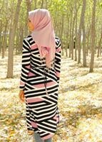 Tesettür giyim PUDRA T 4095 Lafaba Empirme Uzun Ceket