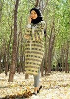 Tesettür giyim SARI T 4119 Lafaba Cepli Ceket