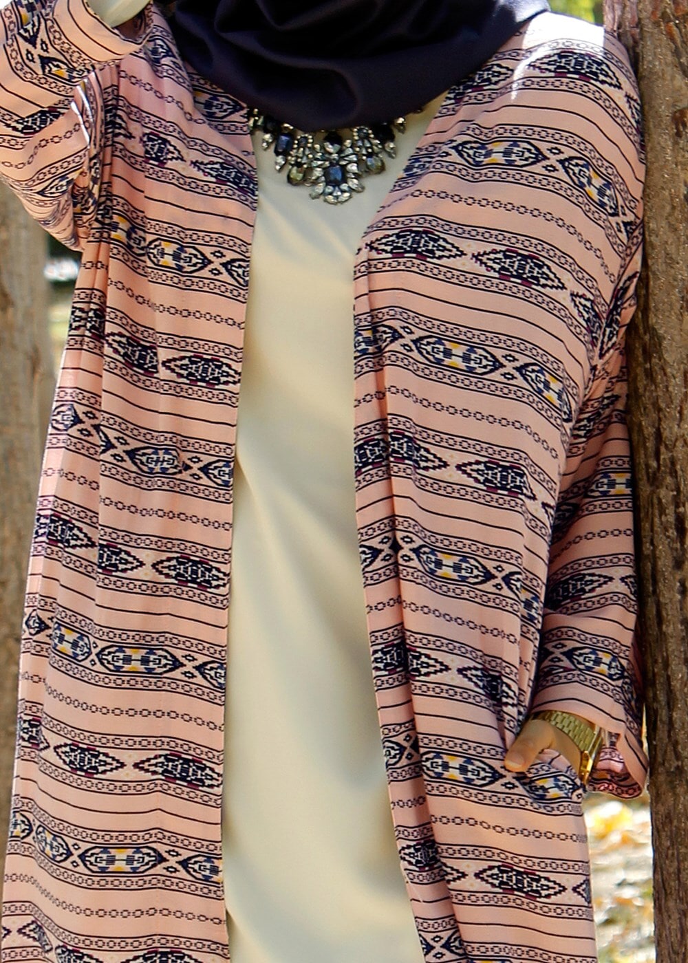 Tesettür giyim PUDRA T 4119 Lafaba Cepli Ceket