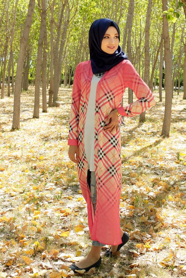 Hijab clothing  CHECKED LONG JACKET 4263  - TRENDTESETTÜR