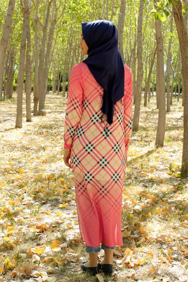 Hijab clothing  CHECKED LONG JACKET 4263  - TRENDTESETTÜR