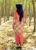 Tesettür giyim TURUNCU EKOSE DESENLİ UZUN CEKET 4263 