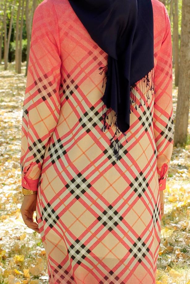 Hijab clothing  CHECKED LONG JACKET 4263  - TRENDTESETTÜR