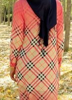 Tesettür giyim TURUNCU EKOSE DESENLİ UZUN CEKET 4263 