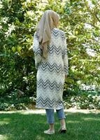 Tesettür giyim SİYAH T 4285 Lafaba Zikzak Desenli Ceket