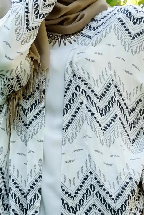 Tesettür giyim  T 4285 Lafaba Zikzak Desenli Ceket - TRENDTESETTÜR