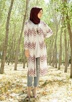 Tesettür giyim BORDO T 4285 Lafaba Zikzak Desenli Ceket