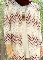 Tesettür giyim BORDO T 4285 Lafaba Zikzak Desenli Ceket