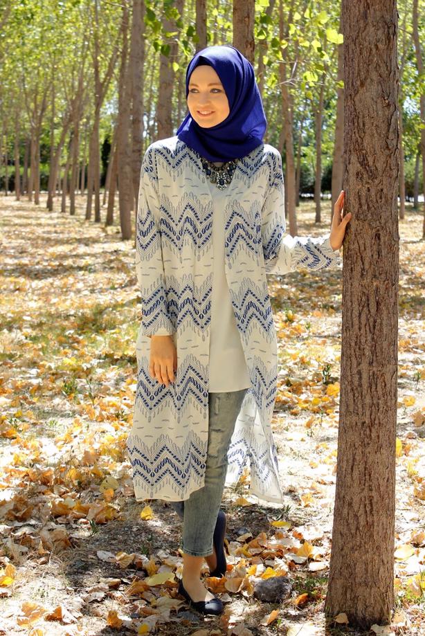 Vêtements hijab  T 4285 Lafaba Zikzak Desenli Ceket - TRENDTESETTÜR