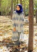 Vêtements hijab BLEU MARINE T 4285 Lafaba Zikzak Desenli Ceket