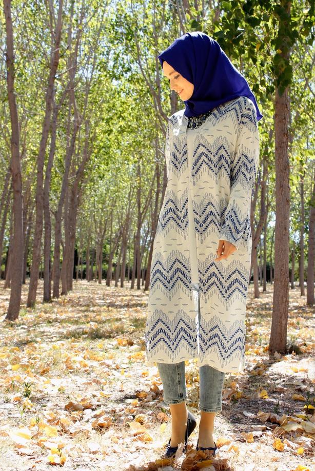 Vêtements hijab  T 4285 Lafaba Zikzak Desenli Ceket - TRENDTESETTÜR