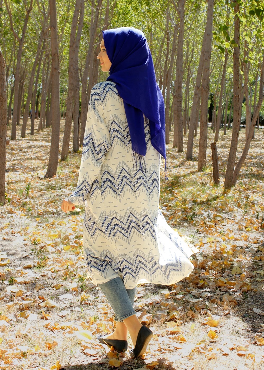 Vêtements hijab BLEU MARINE T 4285 Lafaba Zikzak Desenli Ceket