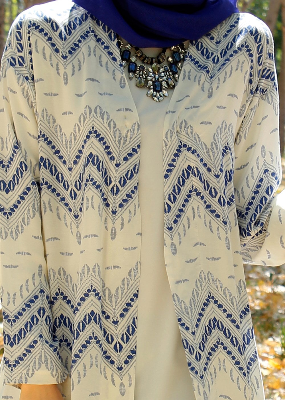 Vêtements hijab BLEU MARINE T 4285 Lafaba Zikzak Desenli Ceket