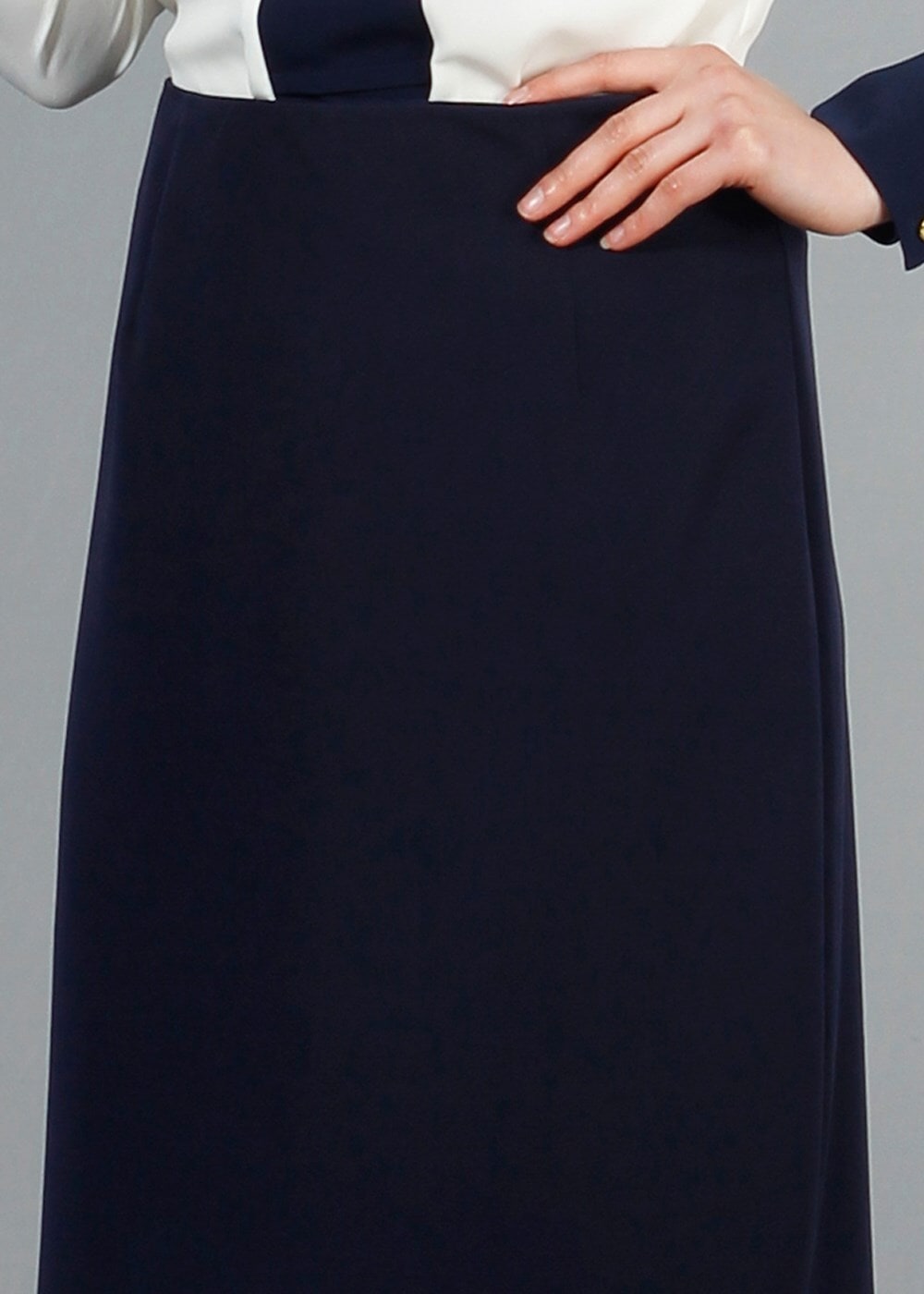 Tesettür giyim LACİVERT T 5162 Lafaba Fermuarlı Dar Etek