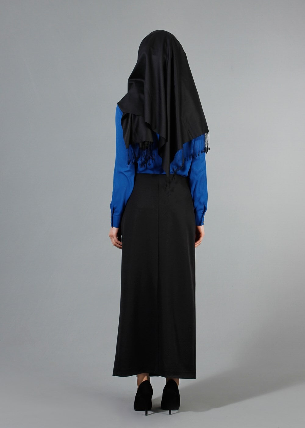 Tesettür giyim SİYAH T 5163 Lafaba Fermuarlı Etek