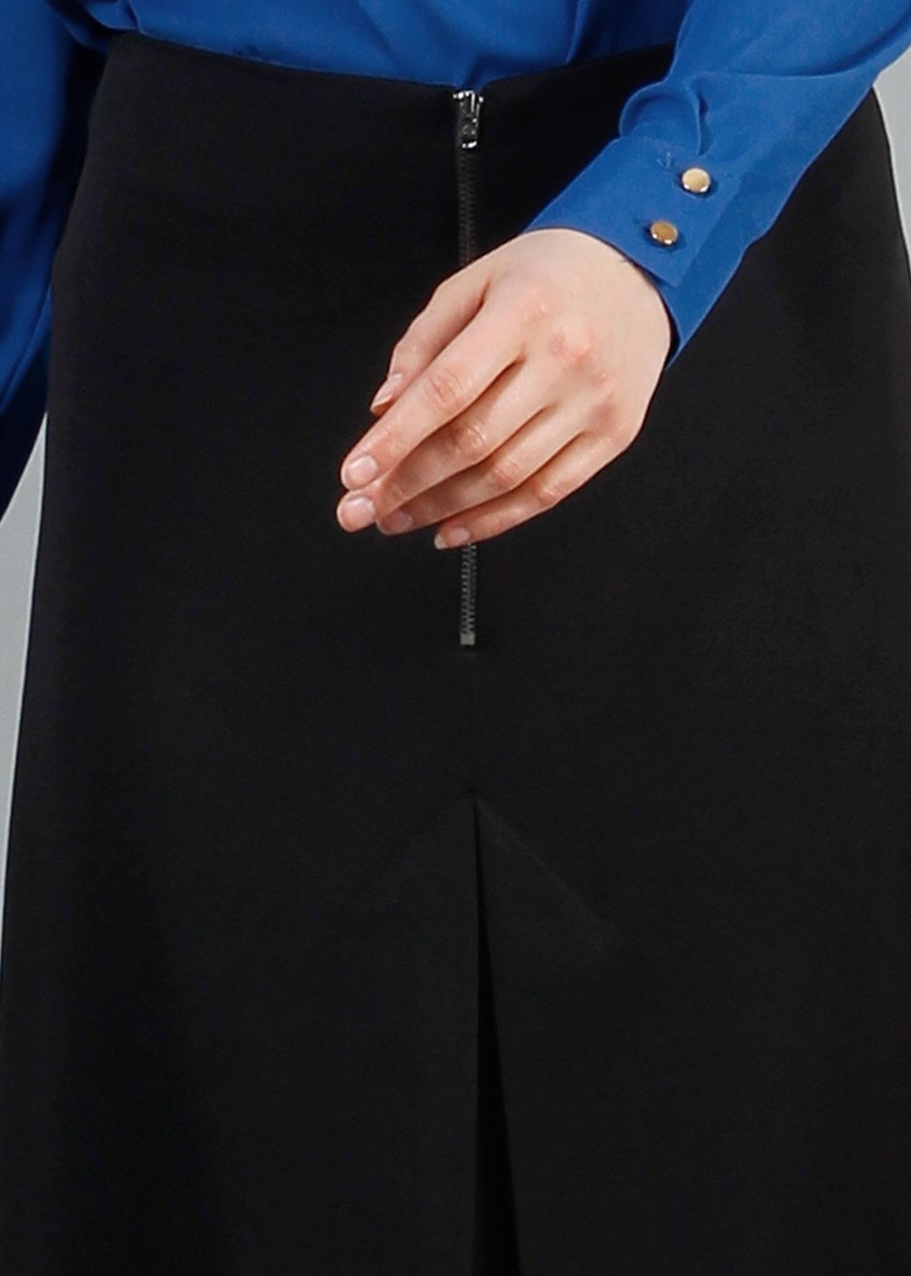 Tesettür giyim SİYAH T 5163 Lafaba Fermuarlı Etek