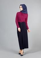 Tesettür giyim LACİVERT T 5163 Lafaba Fermuarlı Etek