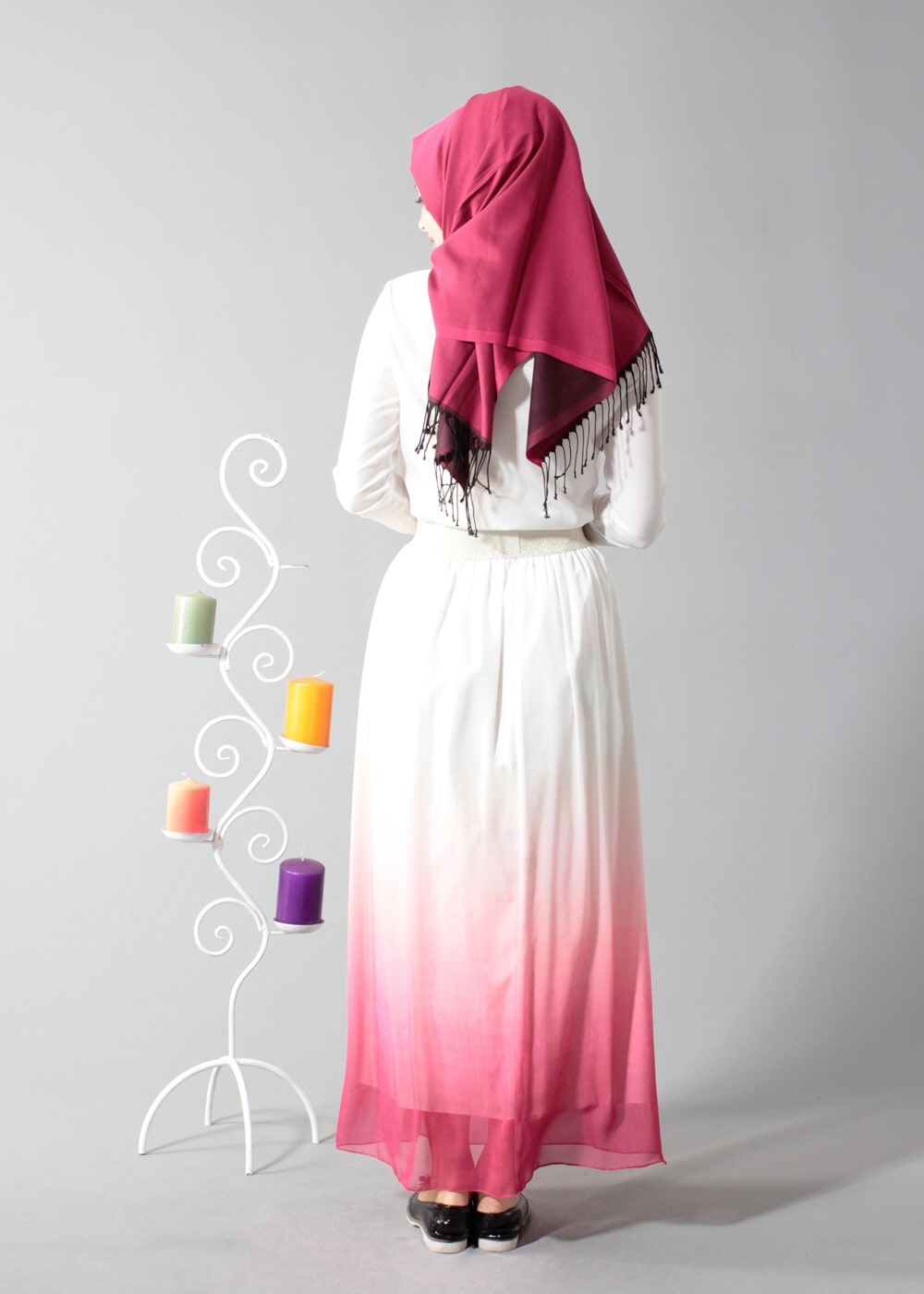 Vêtements hijab FUCHSIA T 5182 Lafaba Lastikli Şifon Etek