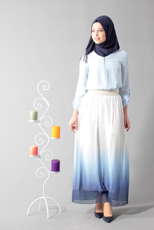 Vêtements hijab  T 5182 Lafaba Lastikli Şifon Etek - TRENDTESETTÜR