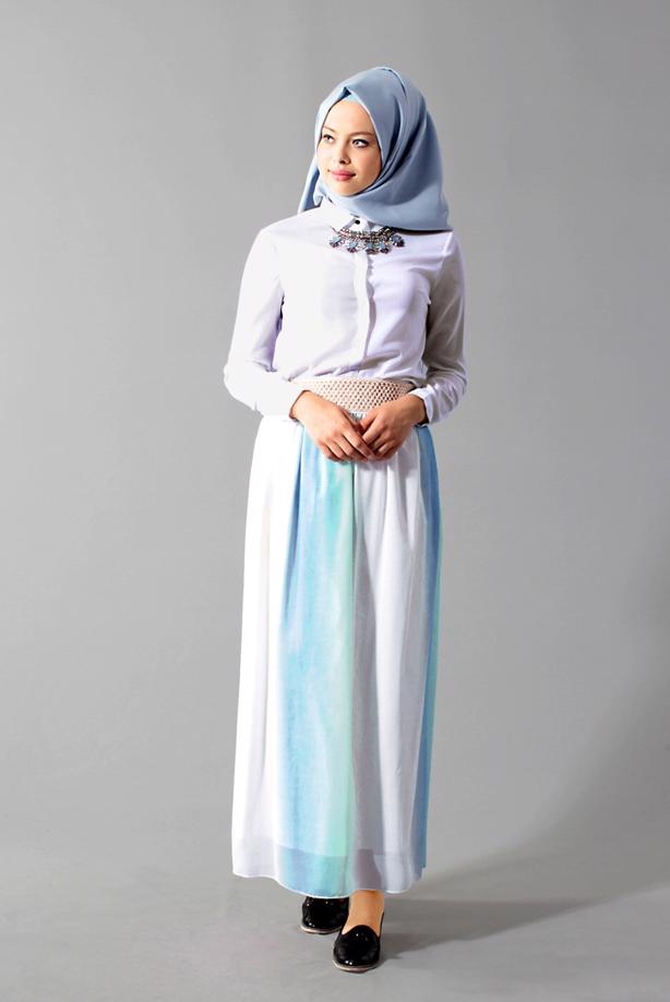 Vêtements hijab  T 5183 Lafaba Degradeli Şifon Etek - TRENDTESETTÜR