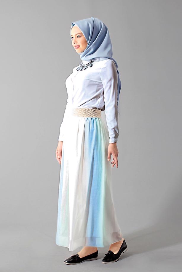 Vêtements hijab  T 5183 Lafaba Degradeli Şifon Etek - TRENDTESETTÜR