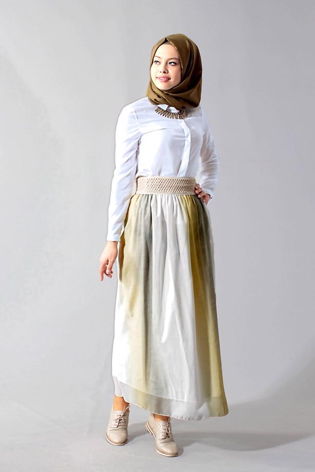 Vêtements hijab  T 5183 Lafaba Degradeli Şifon Etek - TRENDTESETTÜR