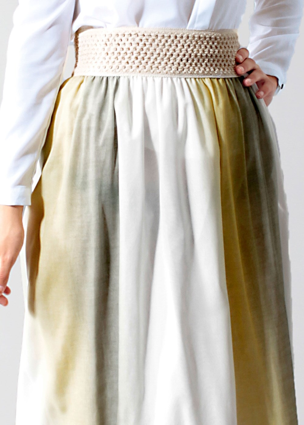 Vêtements hijab JAUNE T 5183 Lafaba Degradeli Şifon Etek