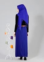 Tesettür giyim LACİVERT T 565 ModaBu Çift Kemerli Etek