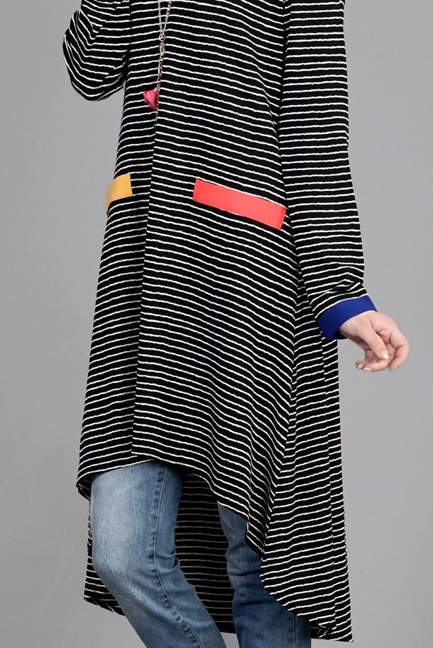 Tesettür giyim  T 1093 ModaBu Çizgili Tunik - TRENDTESETTÜR