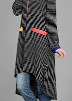 Tesettür giyim SİYAH T 1093 ModaBu Çizgili Tunik