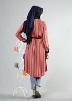 Tesettür giyim MERCAN T 1256 ModaBu Boydan Düğmeli Tunik