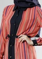 Tesettür giyim MERCAN T 1256 ModaBu Boydan Düğmeli Tunik