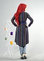 Tesettür giyim LACİVERT T 1256 ModaBu Boydan Düğmeli Tunik