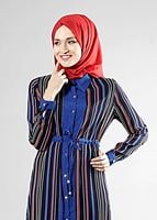 Tesettür giyim LACİVERT T 1256 ModaBu Boydan Düğmeli Tunik