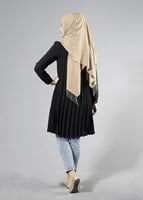 Tesettür giyim SİYAH T 1331 ModaBu Piliseli Tunik