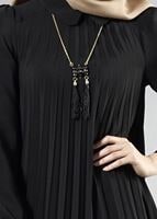 Tesettür giyim SİYAH T 1331 ModaBu Piliseli Tunik