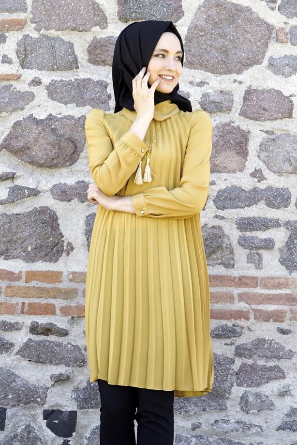 Tesettür giyim  T 1331 ModaBu Piliseli Tunik - TRENDTESETTÜR