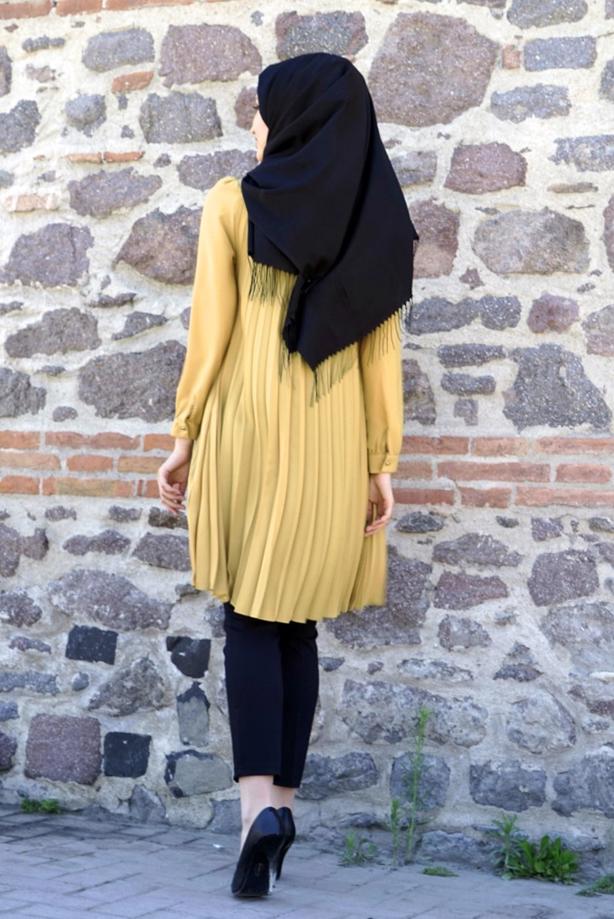 Tesettür giyim  T 1331 ModaBu Piliseli Tunik - TRENDTESETTÜR