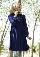 Tesettür giyim LACİVERT T 1331 ModaBu Piliseli Tunik