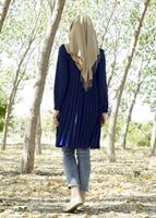 Tesettür giyim LACİVERT T 1331 ModaBu Piliseli Tunik