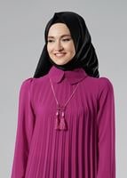 Tesettür giyim FUŞYA T 1331 ModaBu Piliseli Tunik