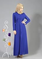 Tesettür giyim LACİVERT T 3666 ModaBu Düğmeli Elbise