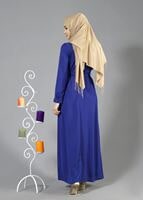 Tesettür giyim LACİVERT T 3666 ModaBu Düğmeli Elbise